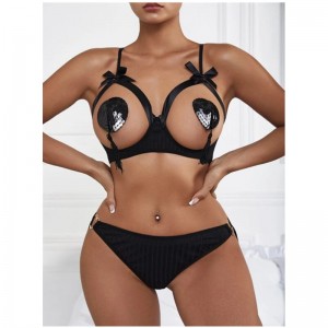 Dames Bowknot Thongs Sexy Lingerie Nachtkleding Set Dames Erotische Kant Sexy Lingerie