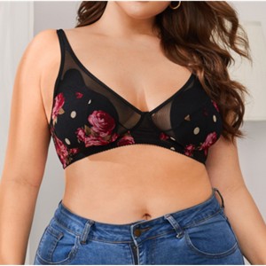 Rose print sexy één stuk plus size lingerie groothandel