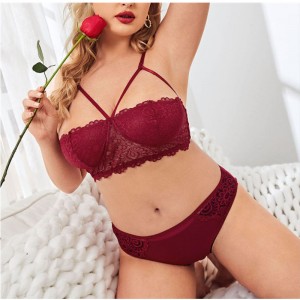 Comfortabele bloemen kanten kabelboom 2 stuks lingerie set sexy ondergoedset